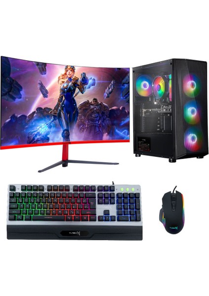 TX1317 Intel Core I7 2600 16GB Ram 256GB SSD 4gb R7 240 23.6'' Curved Monitör Freedos Masaüstü Oyun Bilgisayarı