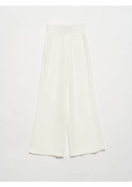 70551 Beli Lastikli Geniş Pantolon-Beyaz fiyatları
