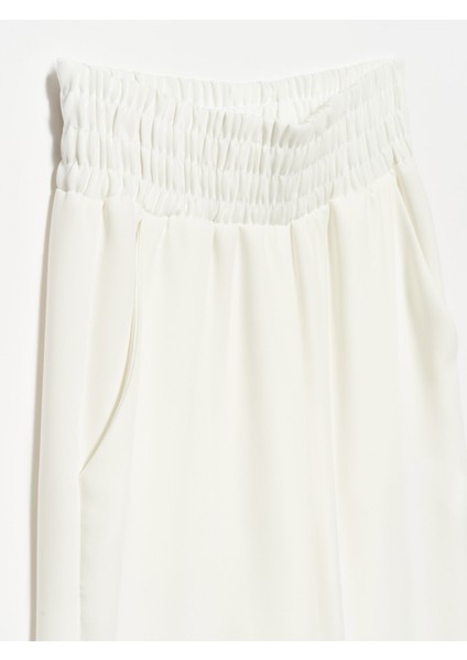 70551 Beli Lastikli Geniş Pantolon-Beyaz modelleri