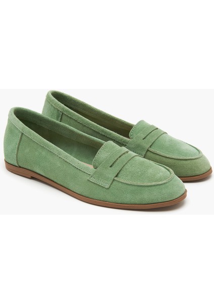 Sage Açık Yeşil Kadın Süet Loafer