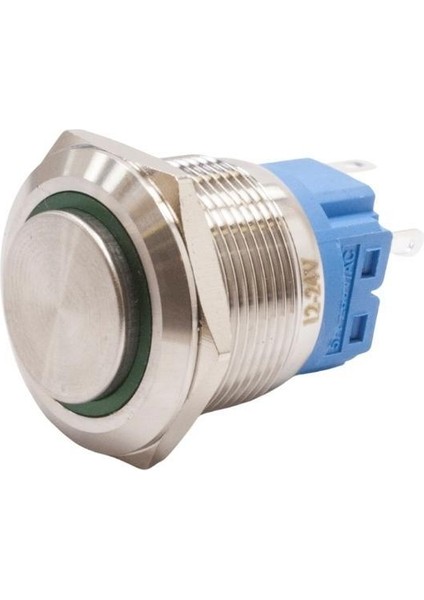 22B-G1Z-E 22MM Çıkık Anahtarlı Işıklı Metal Buton - Yeşil
