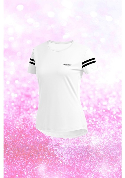 Kadın Beyaz Dri-Fit Kumaş Baskısız Yürüyüş ve Koşu Için Konforlu T-Shirt S-3xl