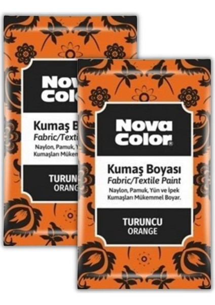 Turuncu Kumaş Boyası Toz 12 gr 2 Adet Nova Color Toz Kumaş Boyası Turuncu Kot Pantalon Gömlek Tişört Tekstil Kumaş Boyası 2 Adet