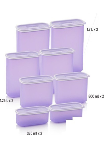 Lila Oval Saklama Kabı Set 8'li