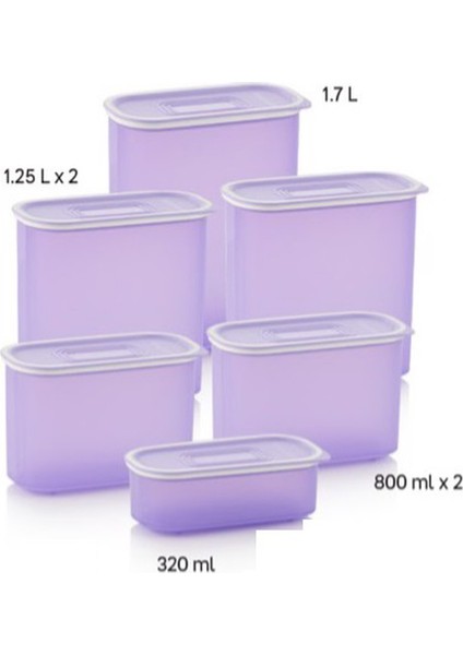 Lila Oval Saklama Kabı Set 6'lı