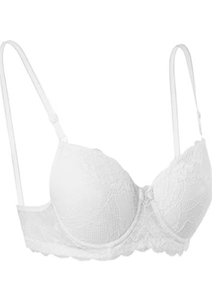Kadın Slikonlu Dolu Dantelli Sütyen E-1154 - Beyaz - 85