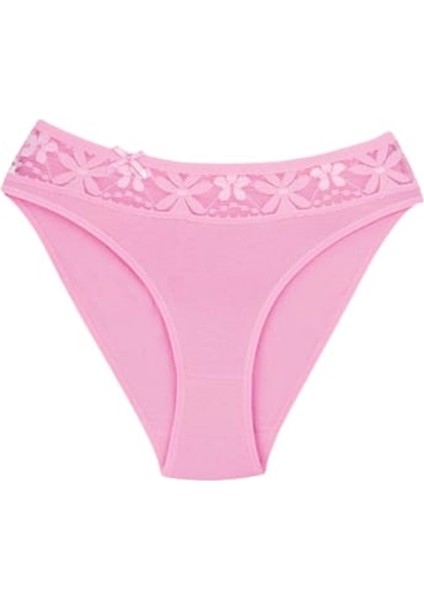 Kadın Likralı Beli Dantelli Bikini Külot C-131 (4 Paket) - Pembe - 5