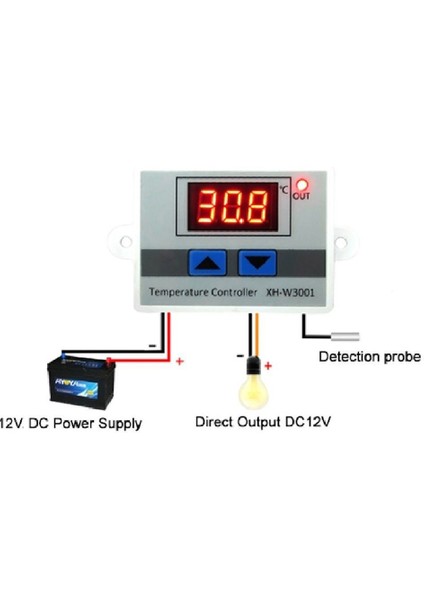 Dijital Termostat 12V Kuluçka,akvaryum,buzdolabı,derindondurucu Termostatı