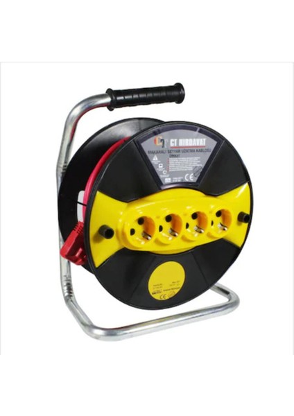 Seyyar Makaralı Kablo 4'lü Priz 3x1,5 20 Metre