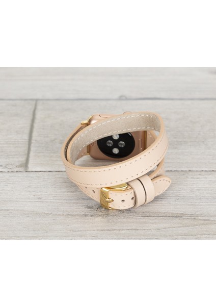 Apple Watch Uyumlu Deri Kordon 42-44-45MM Slim Double Tour Gt Nu1 Pembe fiyatları