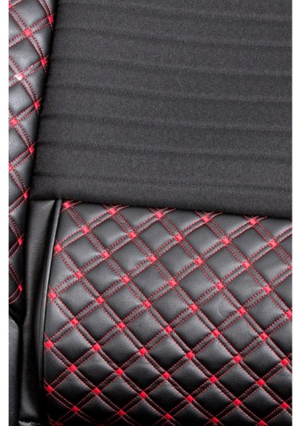 Renault Clio 2 Hb Lüks Deri Oto Koltuk Kılıfı Ön/Arka Set Siyah/Kırmızı