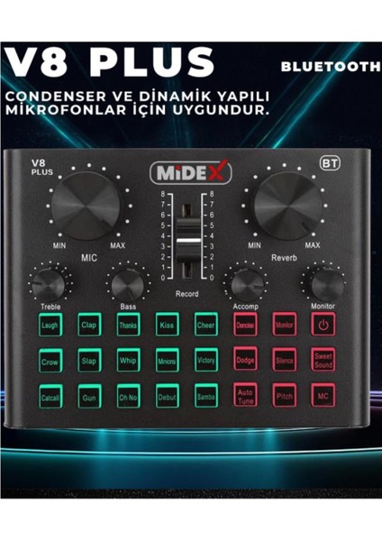 BM800 Live Head Set Efektli Ses Kartı Mikrofon Kulaklık Stand Kayıt Canlı Yayın Seti (PC ve Telefon)