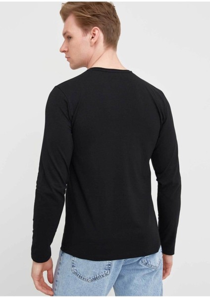 Erkek Siyah Bisiklet Yaka Battal Sweatshirt