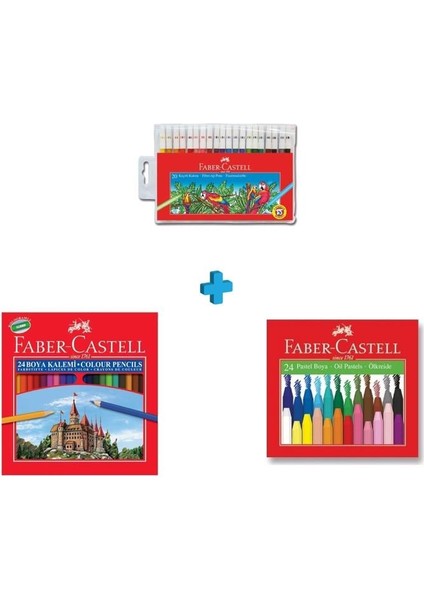 Faber Castell 20'li Keçeli 24'lü Pastel 24'lü Kuru Kalem Boyama Seti