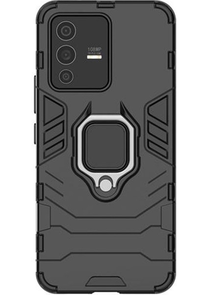 Vivo V23 5g Batman Serisi Yüzük Standlı Armor Kılıf - Siyah