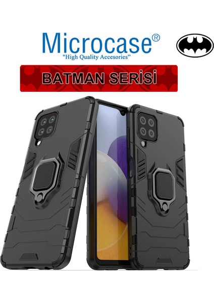 Samsung Galaxy M32 Batman Serisi Yüzük Standlı Armor Kılıf - Siyah