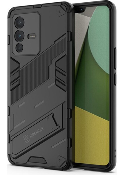 Vivo V23 5g Matrix Serisi Armor Standlı Perfect Koruma Kılıf - Siyah
