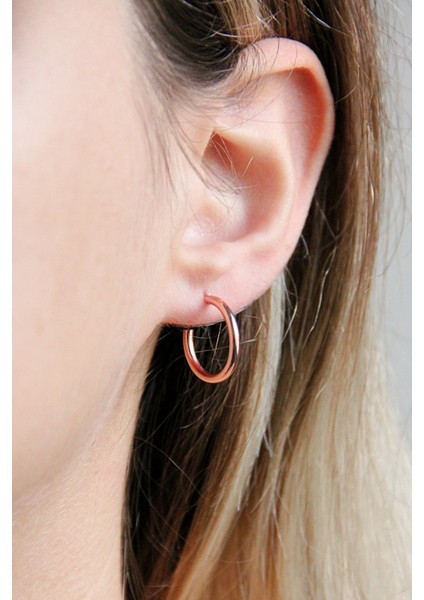 925 Ayar Gümüş Rose 13 mm Halka Küpe - K094401