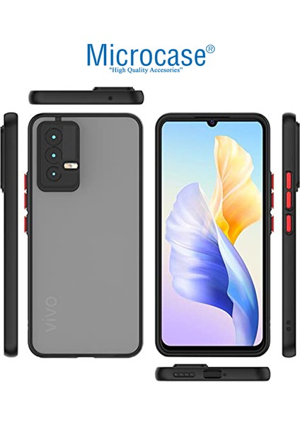 Vivo V23 5g London Serisi Darbeye Dayanıklı Kılıf - Buzlu Siyah