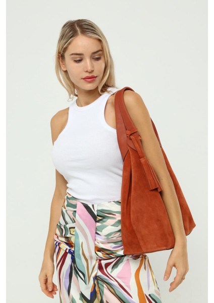 Deri Süet Iki Saplı Püskül Detaylı Kadın Omuz Çantası YC011969HSD indirimleri