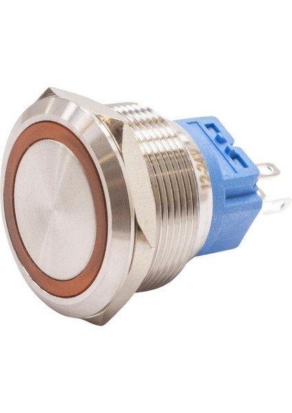 25B-P1Z-E 25MM Düz Anahtarlı Işıklı Metal Buton - Sarı