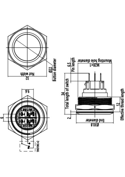 28B-G1Z 28MM Çıkık Anahtarlı Metal Buton modelleri