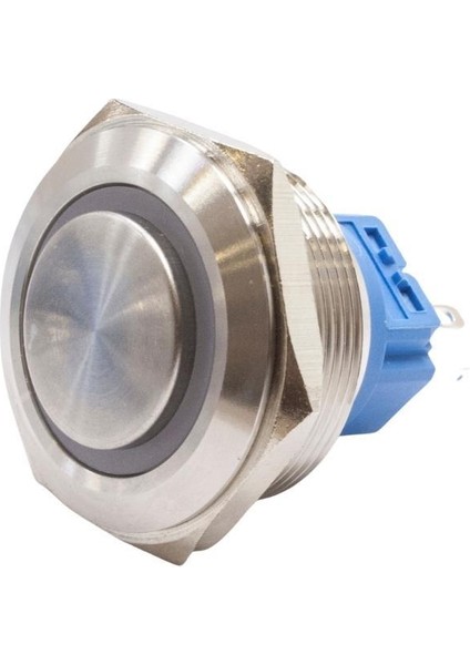 28B-G1-E 28MM Çıkık Yaylı Işıklı Metal Buton - Beyaz