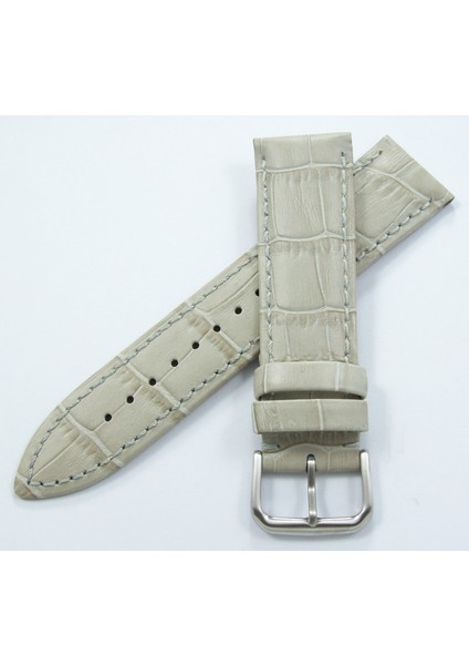Bizon Deri Saat Kordonu 20mm Açık Gri Dikişli Saat Kayışı Krokodi fiyatları