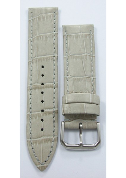 Bizon Deri Saat Kordonu 20mm Açık Gri Dikişli Saat Kayışı Krokodi fırsatları