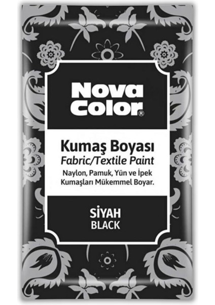 Siyah Kumaş Boyası Toz 12 gr 1 Adet Nova Color Toz Kumaş Boyası Siyah Kot Pantalon Gömlek Tişört Tekstil Kumaş Boyası 1 Adet