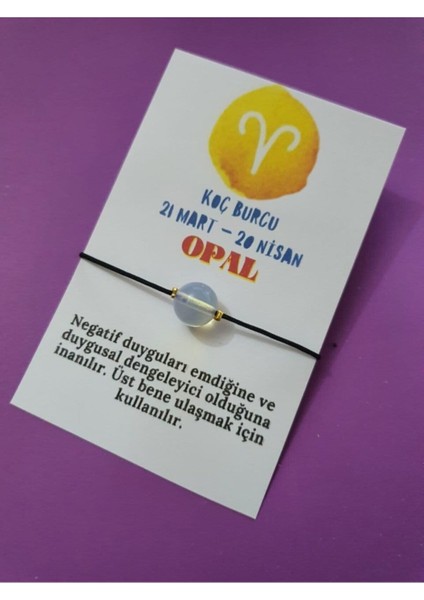 Koç Burcu Opal Doğal Taşlı Ip Burç Bilekliği