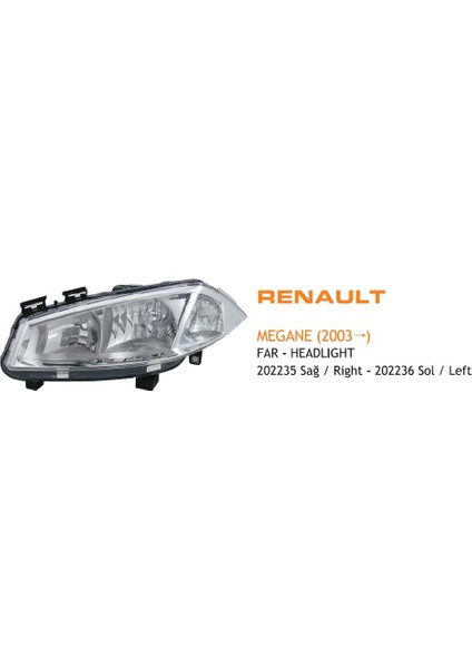 Far Sağ Renault Megane Iı Merceksiz 2002-2005