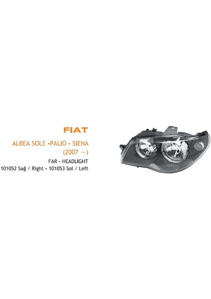 Far Sol Motorlu Fıat Albea SOLE-2005-2007- Içi Siyah (Koli Ad 4)