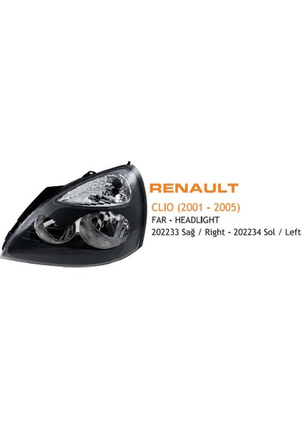 Far Sol Renault Clıo Siyah 2001-2005