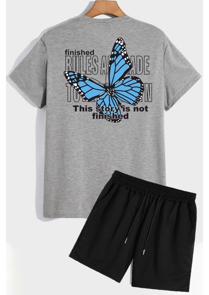 Sırt Baskılı Şort T-Shirt Eşofman Takımı