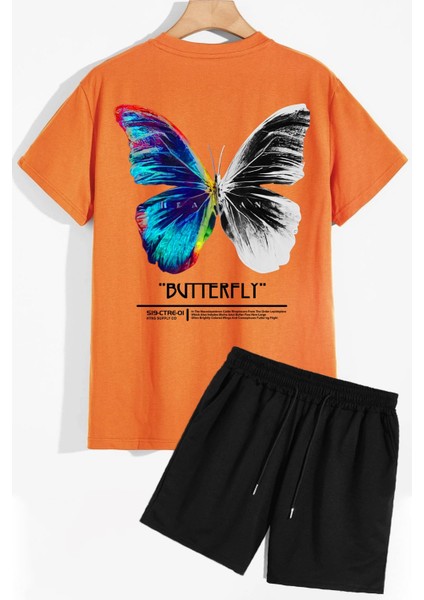 Butterfly Sırt Baskılı Şort T-Shirt Eşofman Takımı