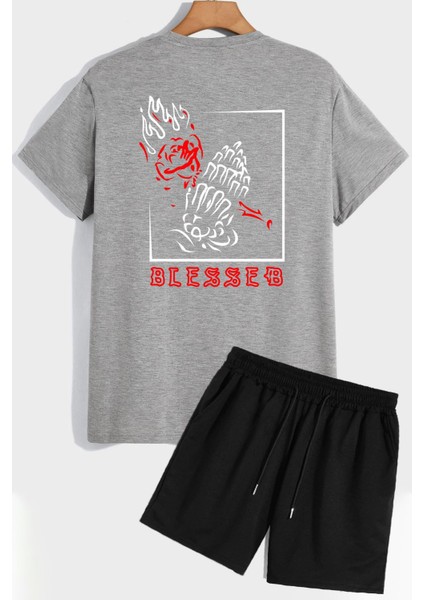 Sırt Baskılı Şort T-Shirt Eşofman Takımı
