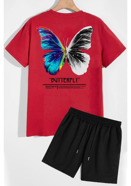 Butterfly Sırt Baskılı Şort T-Shirt Eşofman Takımı