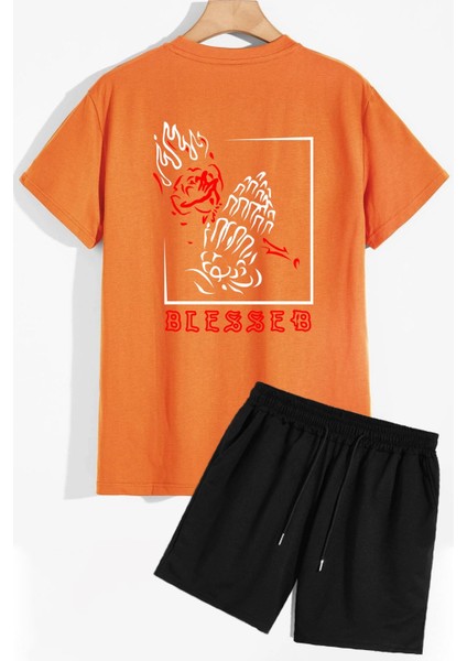 Sırt Baskılı Şort T-Shirt Eşofman Takımı