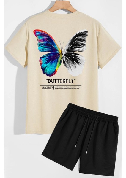 Butterfly Sırt Baskılı Şort T-Shirt Eşofman Takımı