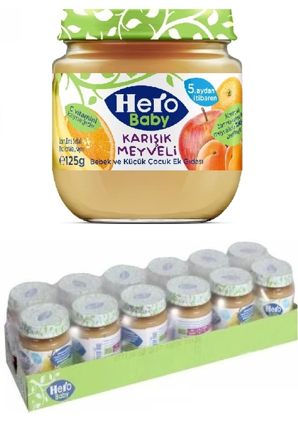 Hero Baby Kavanoz Maması 125GR Karışık Meyveli 12 Li Set