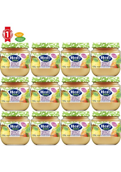 Kavanoz Maması 125GR Armut Ananas Şeftali (12 Li Set)