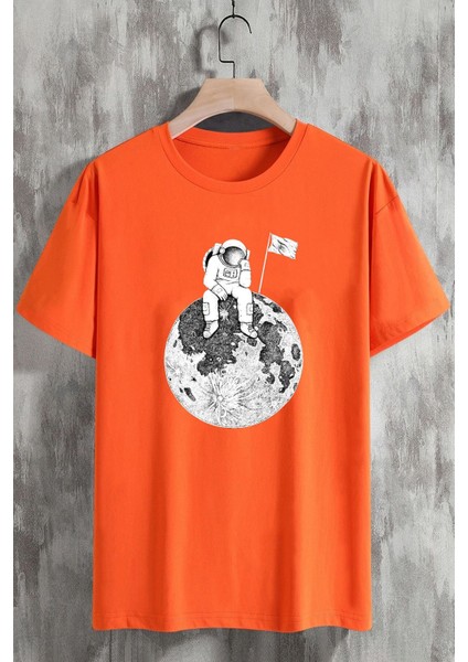 Flag Astronot Baskılı Tshirt