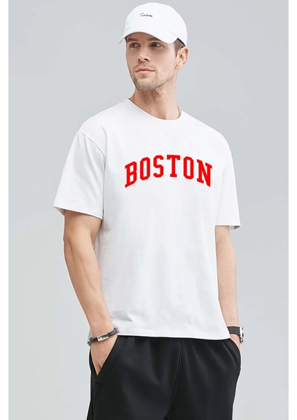 Boston Baskılı Tasarım Tshirt