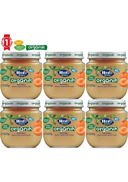 Kavanoz Maması 120GR Organik Kayısılı (6 Lı Set)