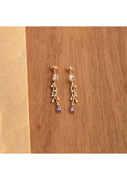 925 Ayar Gümüş Ametist Nergis Çiçeği Sarmaşık Küpe modelleri