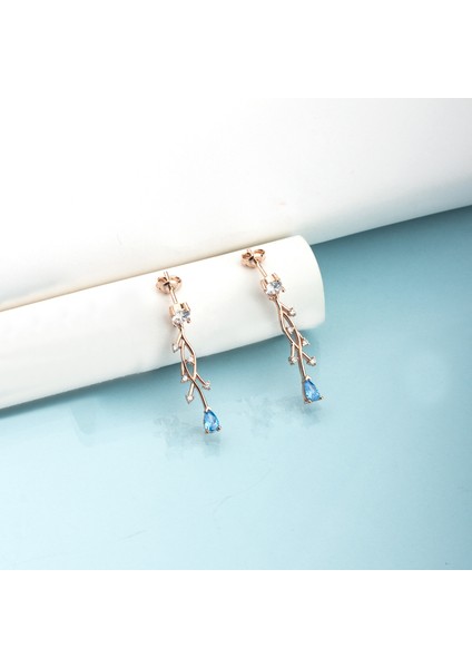 925 Ayar Gümüş Aquamarine Nergis Çiçeği Sarmaşık Küpe