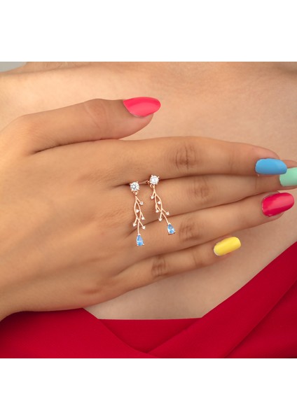 925 Ayar Gümüş Aquamarine Nergis Çiçeği Sarmaşık Küpe fiyatları