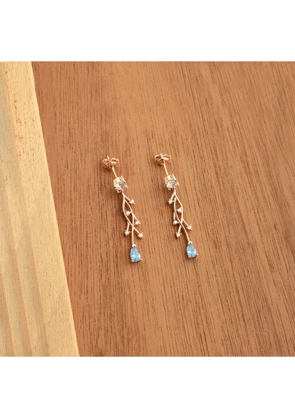 925 Ayar Gümüş Aquamarine Nergis Çiçeği Sarmaşık Küpe modelleri