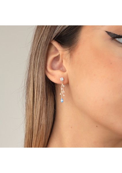 925 Ayar Gümüş Aquamarine Nergis Çiçeği Sarmaşık Küpe fırsatları